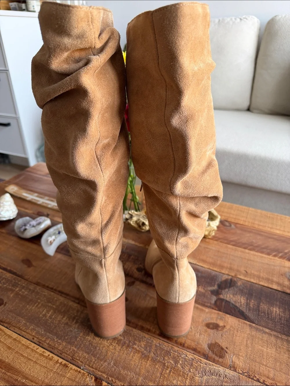 Steve Madden Tan Suede Slouch Boots